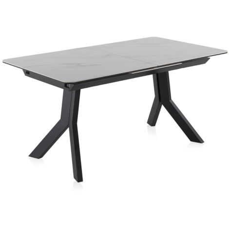 Mesa Extensible Blanca Tapa De Cerámica Y Patas De Metal 160/210X90 Cm (1/4)