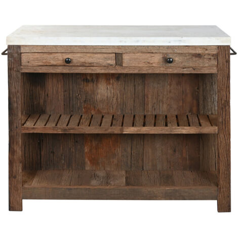 Isla Cocina Madera Reciclada 120X60X97 2 Cajones
