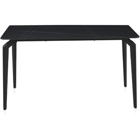 Mesa Ceramica Negra Con Patas De Metal Negras 140X80