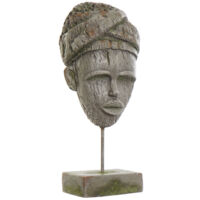 Figura Fibra Vidrio Metal 24X15X58 Africana Gris FD189811