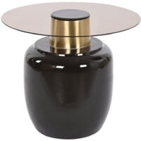 Mesita Auxiliar Cristal Metal 59X59X46 Negro