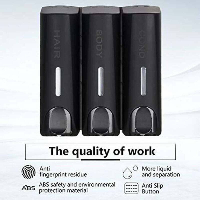 Distributeur De Savon Mural 3 Compartiments 300ml - Sans Perçage | Pour Douche, Salle De Bain