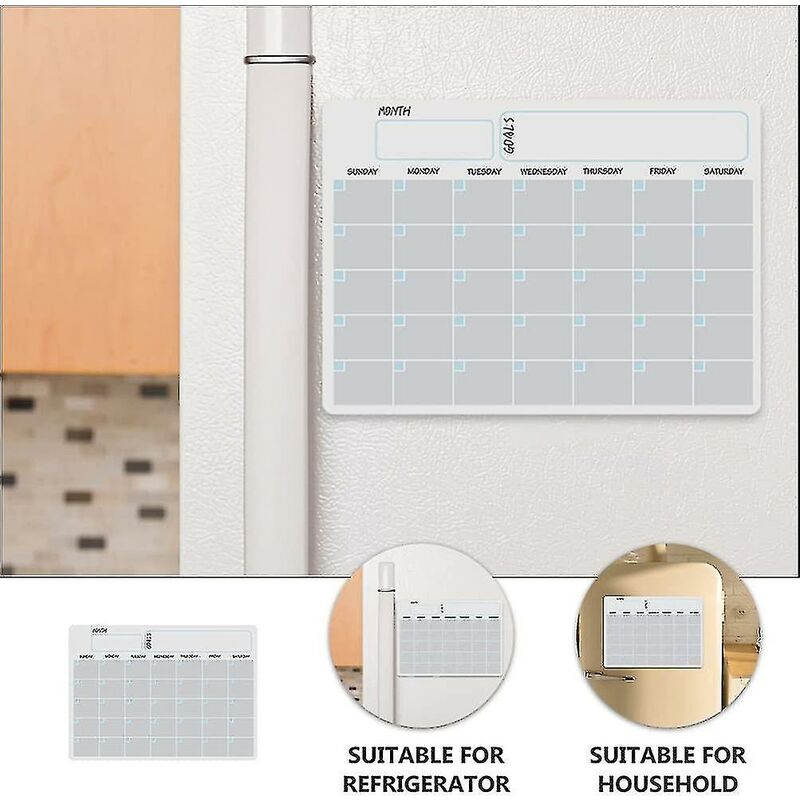 Calendrier magnétique effaçable à sec, calendrier hebdomadaire et mensuel,  tableau blanc pour réfrigérateur