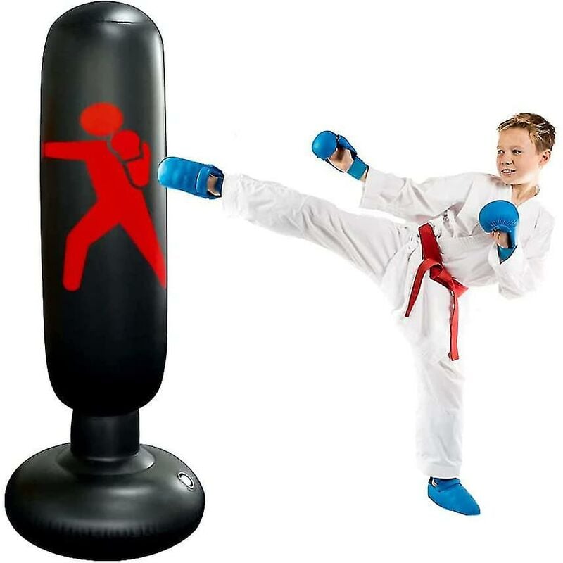 Sac de frappe avec support pour adulte – Sac de frappe sur pied pour  adultes et enfants – 160 cm pour homme – Sac de boxe gonflable pour  entraînement