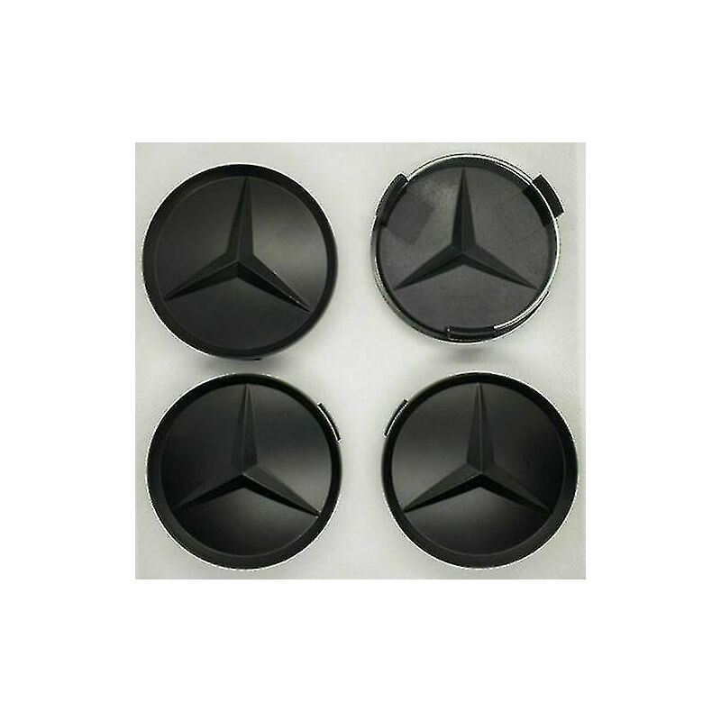 Mercedes Matt Black Center Hub Alloy Wheel Caps 75mm Set Of 4 Pcs