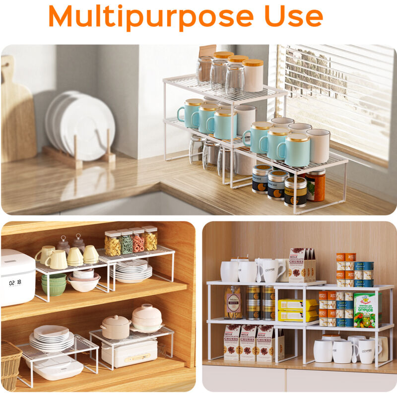 3 Étagères Extensibles De Cuisine En Métal - Organisateur Rangement Réglable 35 à 55 Cm