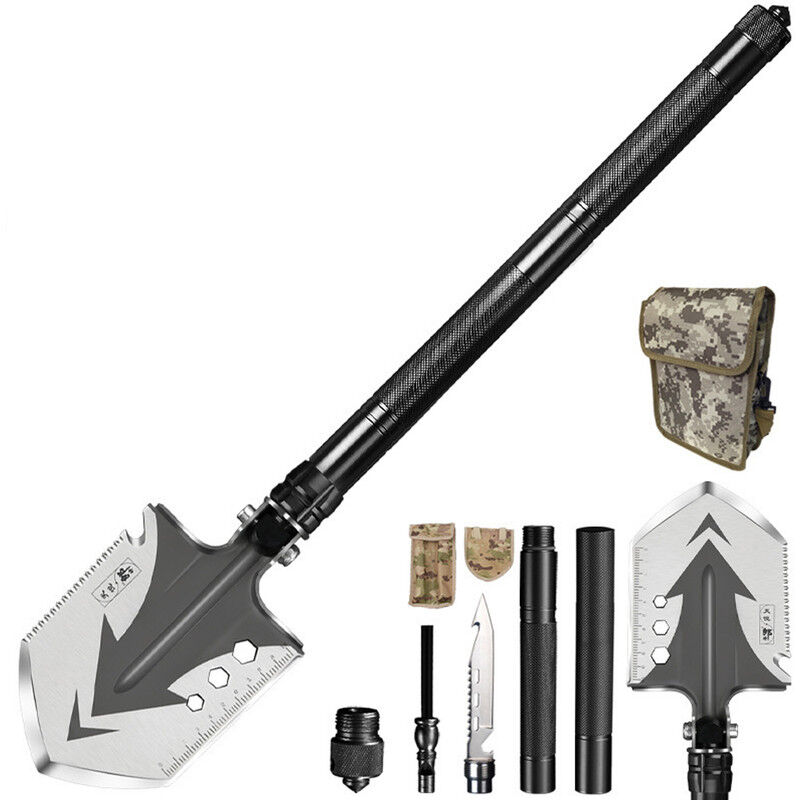 Pelle De Survie Tactique Pliable Multifonction Acier Inox, Camping Militaire Jardin