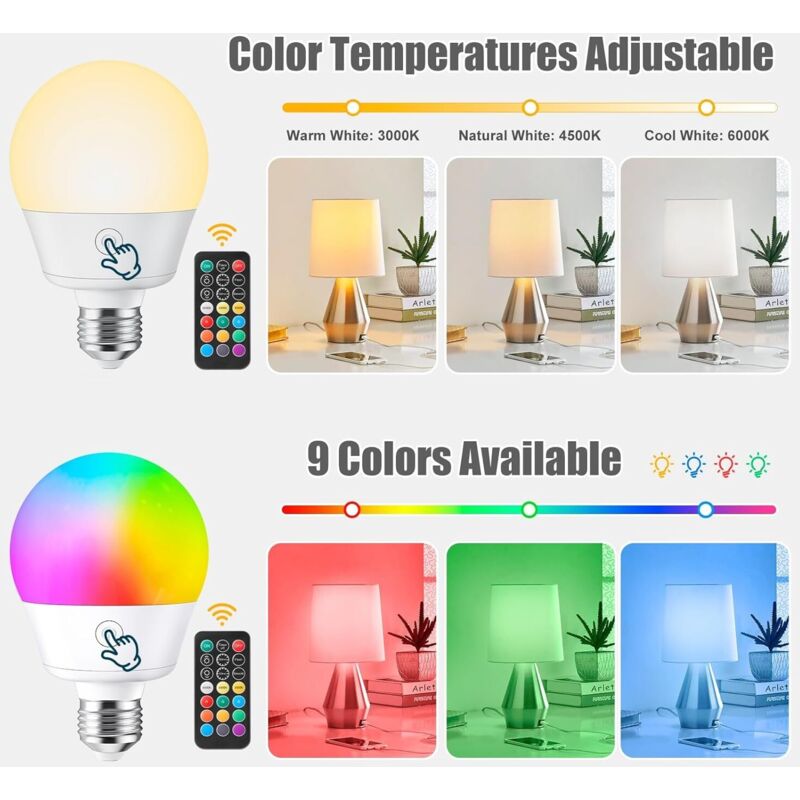 Ledronix Ampoule LED Rechargeable USB-C E27 - 10 W - Commande Par Bouton - Intensité Variable - Batterie 2000 MAh - Avec Crochet Pour éclairage D'urgence Intérieur Et Extérieur (blanc Chaud