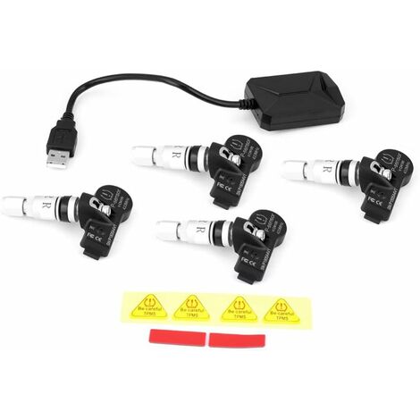 Système de Surveillance de Pression des Pneus, Keenso Récepteur TPMS de Voiture avec 4pcs Capteurs Internes de Voiture USB pour Affichage de Navigation d'Android