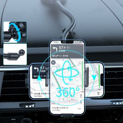 Support Téléphone Smartphone GSM GPS Voiture Pince Ventouse Auto Main Libre