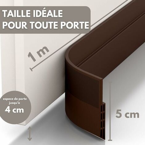 Base de porte coupe - vent et étanchéité de porte - nouvelle base de porte isolante (installation rapide), idéale pour l'isolation thermique, acoustique et contre l'humidité (Brun 1m)