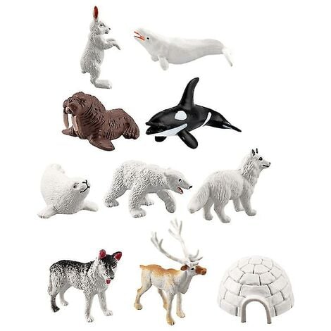 CREA Jouets d'animaux du pôle nord, 10 pièces, Figurines d'animaux