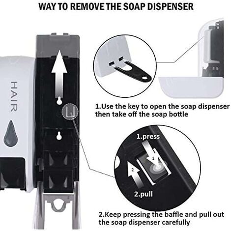 CREA 3 Distributeur de Savon Pour Gel Douche Shampoing Après-Shampooing Support Mural Noir Mat