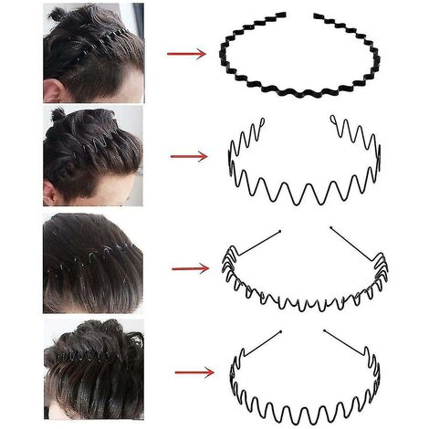 CREA 8 Pcs Metal Hair Hoop, Flexible Metal Headband Black Non Slip Hairband, Unisex