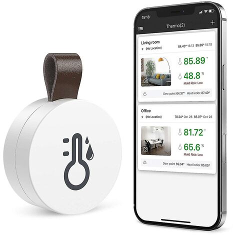 CREA Wireless Thermometer Hygrometer, Oria Mini Bluetooth 5.0 Humidity Temperature Sensor With Data Export And Alerts (1/2)