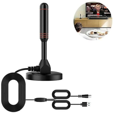 CREA Antenne TV HD numérique – Comprend une base magnétique et un câble coaxial – Antenne TV Antenne TV terrestre – Intérieure ou extérieure