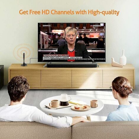 CREA Antenne TV HD numérique – Comprend une base magnétique et un câble coaxial – Antenne TV Antenne TV terrestre – Intérieure ou extérieure