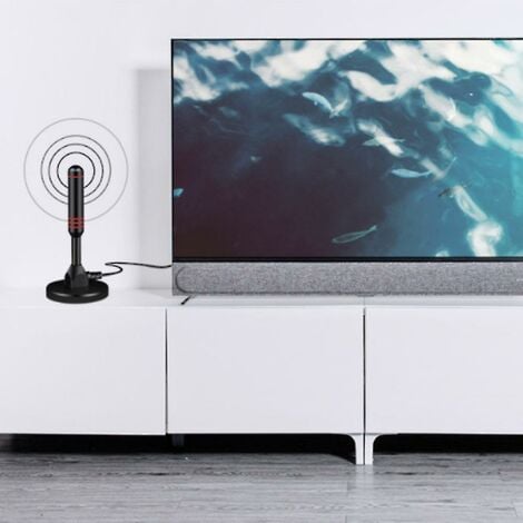 CREA Antenne TV HD numérique – Comprend une base magnétique et un câble coaxial – Antenne TV Antenne TV terrestre – Intérieure ou extérieure