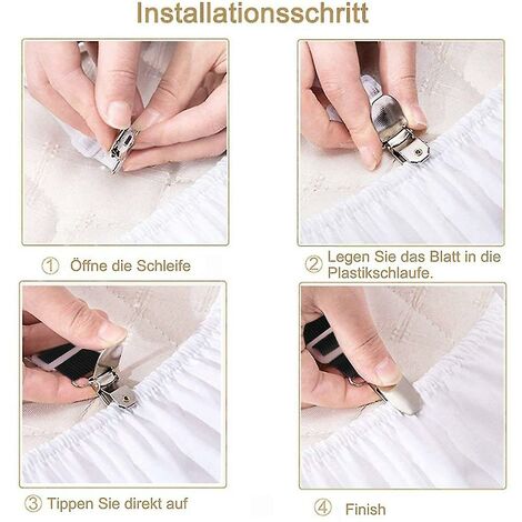 AIPERQ Tendeur Drap Housse Élastique, Fixation Attache Sangle De Maintien Ajustable Pour Drap Lit Canape Housse De Repassage Blanc Lot De 4 85581364