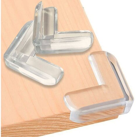 CREA Lot de 12 protecteurs d'angle transparents en forme de L, adhésif haute résistance pour protection des coins de table tranchants, sécurité pour bébé, absorbant les chocs, meubles en maïs