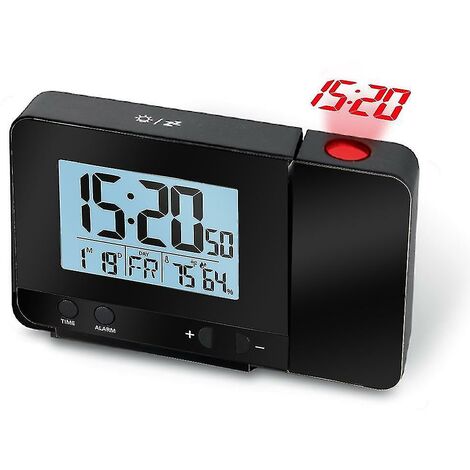 CREA Rveil Lumineux Projection Avec Deux Rveils 24h - Rveil Projection Au Plafond Avec 2 Alarmes, Temprature, Hygromtre Et Port Usb Pour Recharger Vos Ap (1/3)
