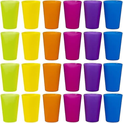 CREA 24 gobelets en plastique réutilisables, 6 gobelets en plastique de couleurs vives pour enfants, camping (1/5)
