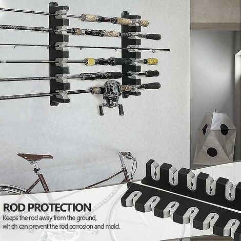 Fishing Rod Rack Canne A Peche Horizontal Wall Mounted Fishing Rod Holder  For Garage, Boats, 6 Fishing Rod Combinations, 1 Pair 1 Pair