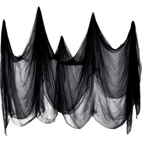215 X 500 Cm Creepy Cloth Spooky Cheesecloth Cotton Muslin Cloths Halloween Decorations For Haunted Houses Party Doorways Outdoors (black) (1/5)