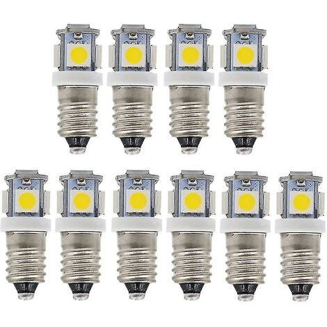 10pcs E10 6v Cool White Led Bulbs 5smd 0.5w 50lm Lampwarm White (1/5)