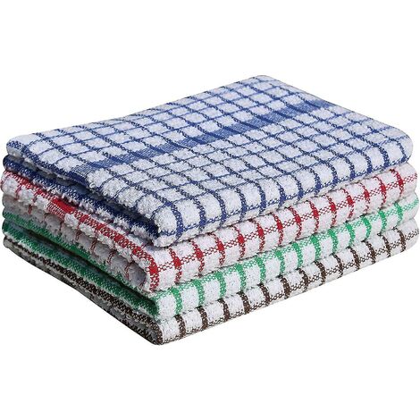 CREA Pack Of 10 Terry Tea Towel (28 X 40 Cm) - Super Soft Ring Spun Combed Cotton High Density Weave & Thick Construction Ultra Absorbent & Soft Restaur