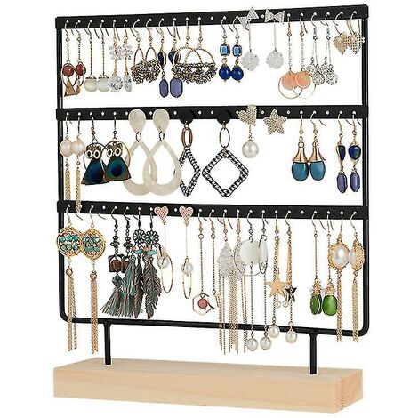 CREA Earring Organizer Holder 3-layer 72 Holes Earring Holder Jewelry Tower With Wooden Base Jewelry Organizer Earring Display Stand Ideal Gifts For Girls (1/3)