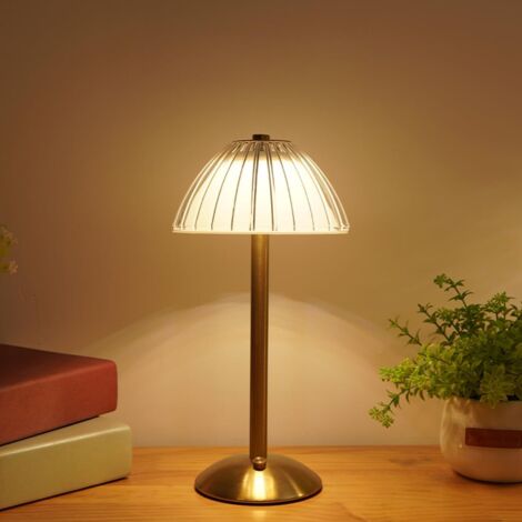 Lampe de Table Sans Fil Rechargeable Moderne, Lampe de Chevet LED Tactile Dimmable, Lampe à Poser Doré Portable pour Intérieur y Extérieur, 3 Températures de Couleur, Batterie 1800 mAh [Classe énergét