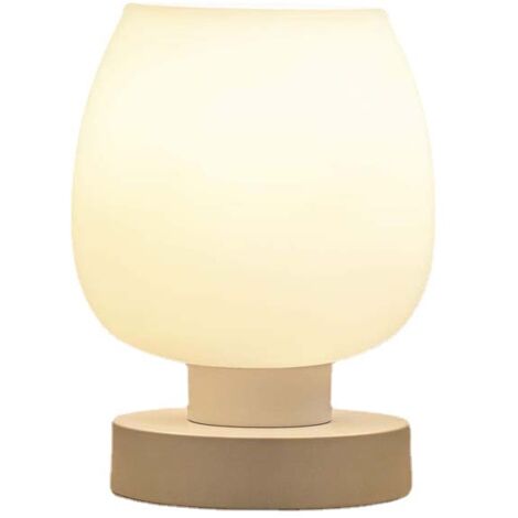 Lampe de Chevet Tactile - Lampe de Table Intensité Variable 3 Voies pour Chambre à Coucher, Salon, Abat-Jour en Verre Opale, Ampoule LED Incluse, Blanc [Classe énergétique F]