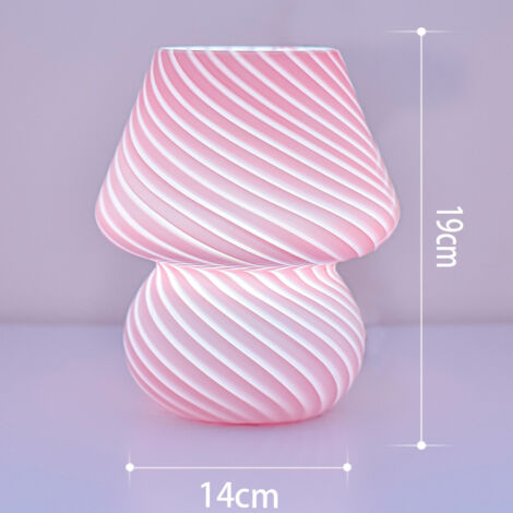 Mushroom Lamp - Desk Lamp with Striped Glass, Bedlight for Bedroom, Living Room, Coffee Shop, Office, Including Light Bulbs, Girl's Gift, Lady, Birthday, New Year, Blue [Energy Level F]