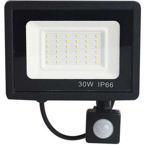 CREA Projecteur extérieur 30 W avec détecteur de mouvement, lumière blanche froide 6 500 K, 36 spots LED ultra lumineux, 2 700 lm, étanche IP66. (1/5)