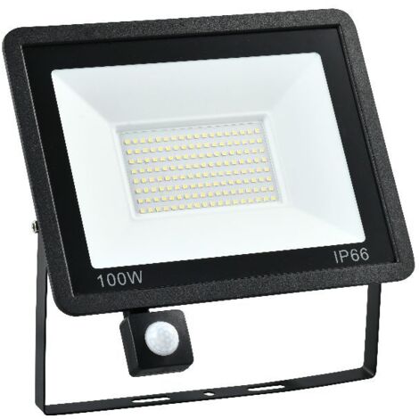 Projecteur extérieur 100 W avec détecteur de mouvement, lumière blanche froide 6 500 K, 36 spots LED ultra lumineux, 2 700 lm, étanche IP66. (1/5)