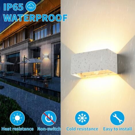 Applique murale LED intérieure/extérieure avec détecteur de mouvement, 24 W, applique murale extérieure étanche IP 65, blanc chaud 3000 K, angle d'éclairage réglable vers le haut et vers le bas.