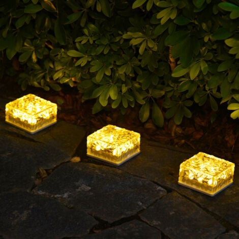 Lot de 3 lampadaires solaires en forme de galet - Luminaires décoratifs - 10 x 10 x 5 cm - ABS massif mat, étanche IP55 avec batterie et capteur crépusculaire - Blanc chaud