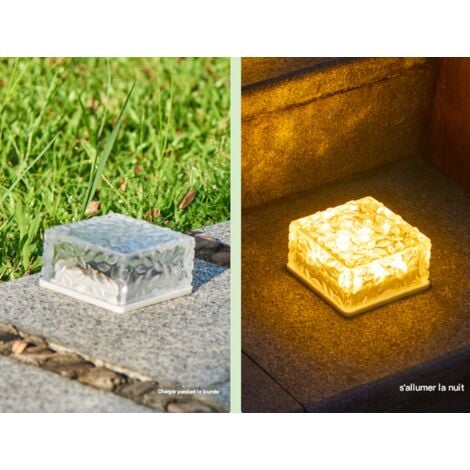 Lot de 3 lampadaires solaires en forme de galet - Luminaires décoratifs - 10 x 10 x 5 cm - ABS massif mat, étanche IP55 avec batterie et capteur crépusculaire - Blanc chaud