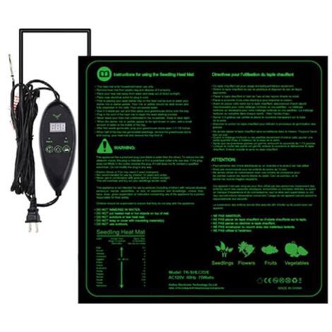 Tapis chauffant à température constante numérique pour semis Tapis imperméable 50x50CM adapté à la culture hydroponique intérieure et aux semis en hiver