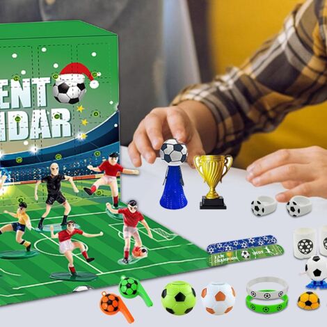 Calendrier De L'Avent Football 2024 - 24 Boîtes Cadeaux - Compte à Rebours Noël Pour Enfants Et Ados - Kit De Jeu - 11