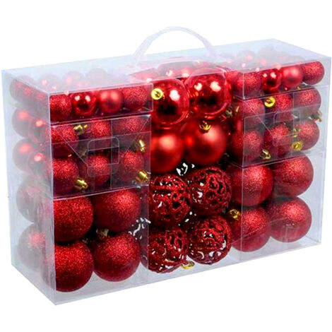 CREA Ensemble de décorations de Noël, 100 pièces, décorations d'arbre de Noël pour mariages, vacances, décorations de Noël intérieures et extérieures (rouge) (1/5)