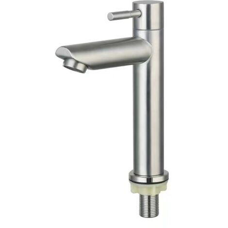 CREA Robinet d'eau froide pour évier de cuisine G1/2 pouces en acier inoxydable Robinet d'évier de salle de bain Robinet d'eau froide simple pour la maison Salle de bain Cuisine (1/5)