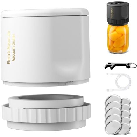 Machine à emballer sous vide électrique Mason Jar, kit de mise sous vide sans fil pour le stockage des aliments, blanc