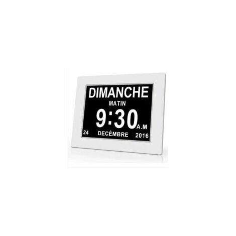 Horloge calendrier numérique One Piece 7 pouces avec date et heure, horloge Alzheimer pour parents, rappel de médicaments pour grands-parents et enfants - Blanc (1/4)