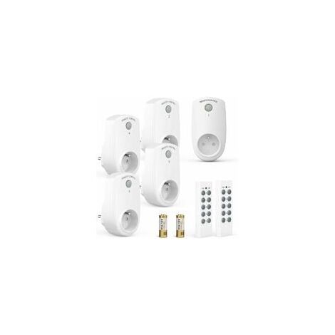 Lot de 5 Prise Programmable Électrique, Prise Télécommandée sans Fil avec 2 Télécommandes 2 Piles Fournies, 30M de Distance de Contrôle dans la Zone Ouverte, Fonction on/Off (1/4)