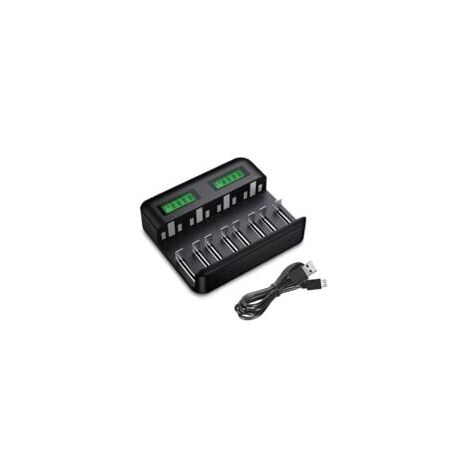 Chargeur de Piles Universel LCD - Chargeur pour AA/LR6, AAA/LR3, C/R14, D/R20 Ni-MH Piles Rechargeables, Technologie de Détection de Piles