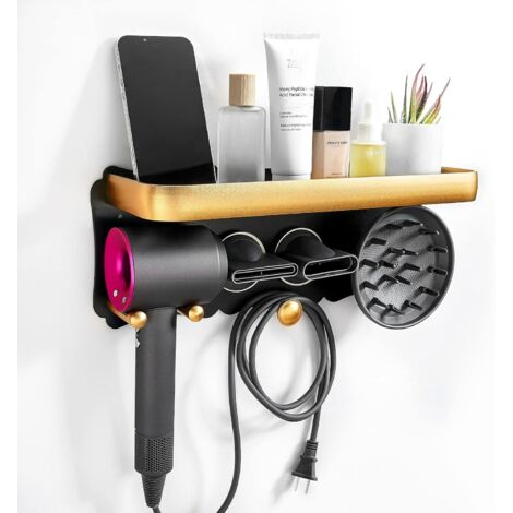 Support de rangement pour sèche-cheveux, support mural en métal pour sèche-cheveux Dyson, support de rangement mural, 45 cm (1/5)