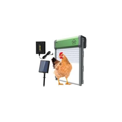 Porte Automatique Poulailler Solaire, Etanche avec Capteur De LumièRe, Minuterie du Soir Et du Matin, Aluminium, pour Un Elevage De Poulets SéCurisé