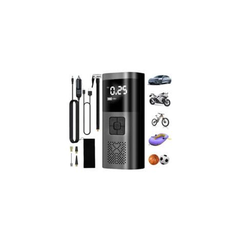 Gonfleur de pneus de voiture, compresseur d'air portable sans fil 6000 mAh, 150 psi, avec écran LCD numérique, pompe à vélo électrique avec éclairage LED pour moto, scooter, voiture (1/5)